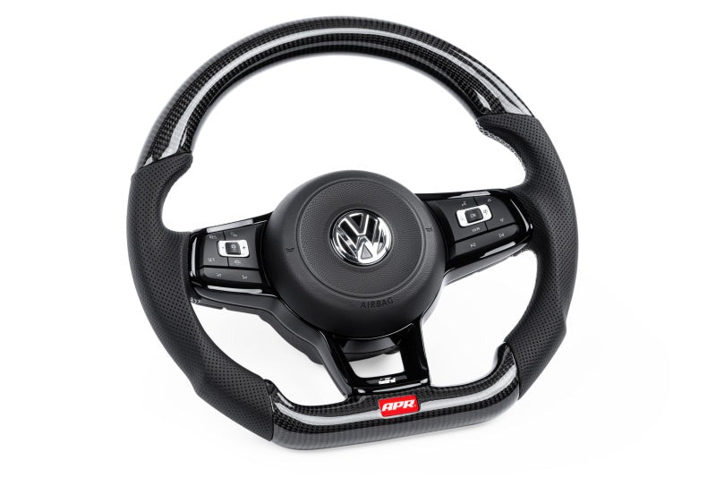 APR 15-26 Volkswagen Golf R/GTI/Jetta (MK7) Carbon Fiber/Silver Stitch Steering Wheel (Non Paddles)