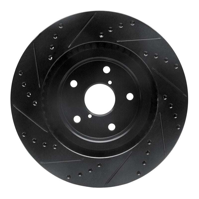 R1 Concepts Drilled & Slotted Black Front Right Brake Rotor - 2019-2024 Subaru Forester