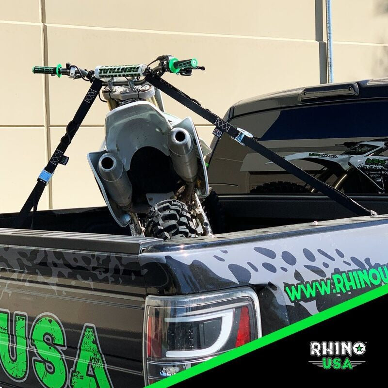 Rhino USA Cambuckle Motorcycle Tiedown Straps 2-Pack (Green) 1.5In X 8Ft