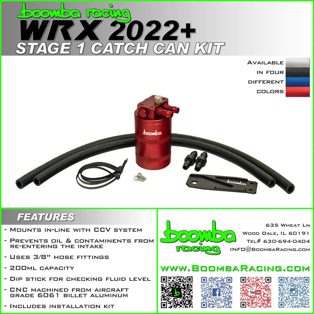 Boomba Racing Stage 1 Catch Can Kit - BLACK - 2022-2024 Subaru WRX