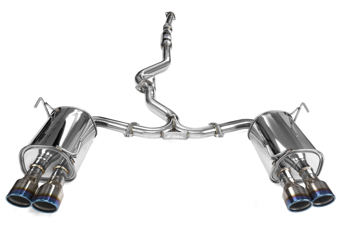 Invidia Q300 Quad Tip Cat Back Exhaust - Titanium Burnt Tips - 2015-2021 Subaru WRX / STI