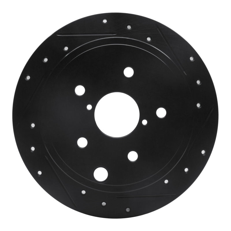 R1 Rear Right Drilled & Slotted Black Brake Rotor - 2015-2021 Subaru WRX