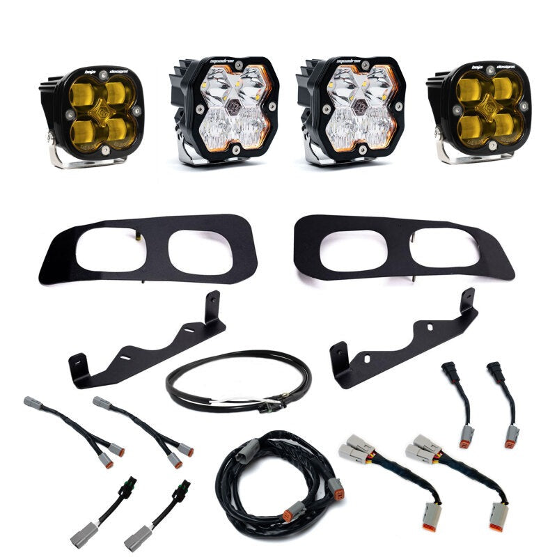 Baja Designs 2023+ Ford Super Duty Squadron Sport/SAE 2.0 Dual Fog Pocket Kit (SAE Fog) - Baja Amber