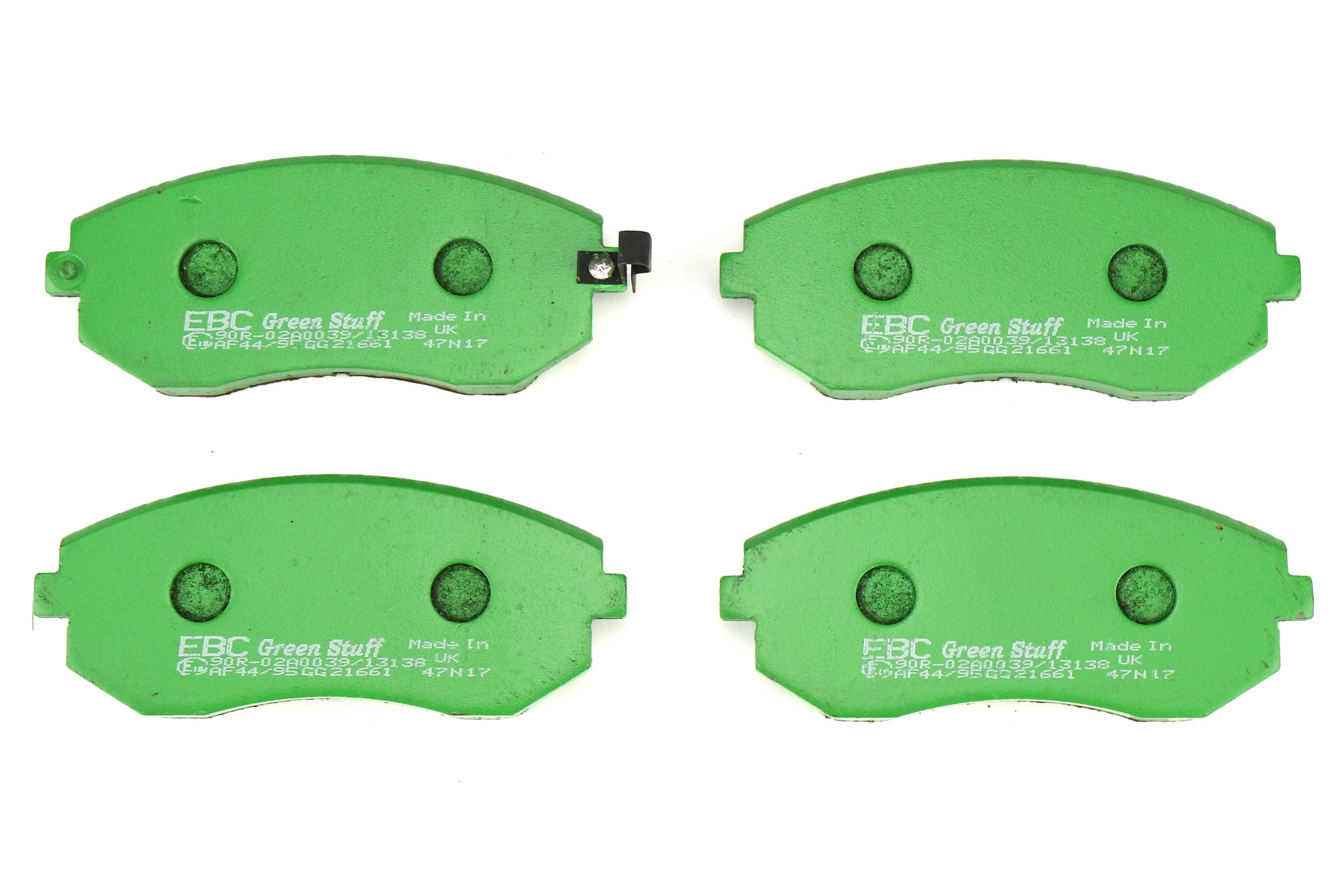 EBC Brakes Greenstuff 2000 Series Sport Disc Brake Front Pads - 2003-2005 & 2008-2010 Subaru WRX (10.5mm Pad Tab)