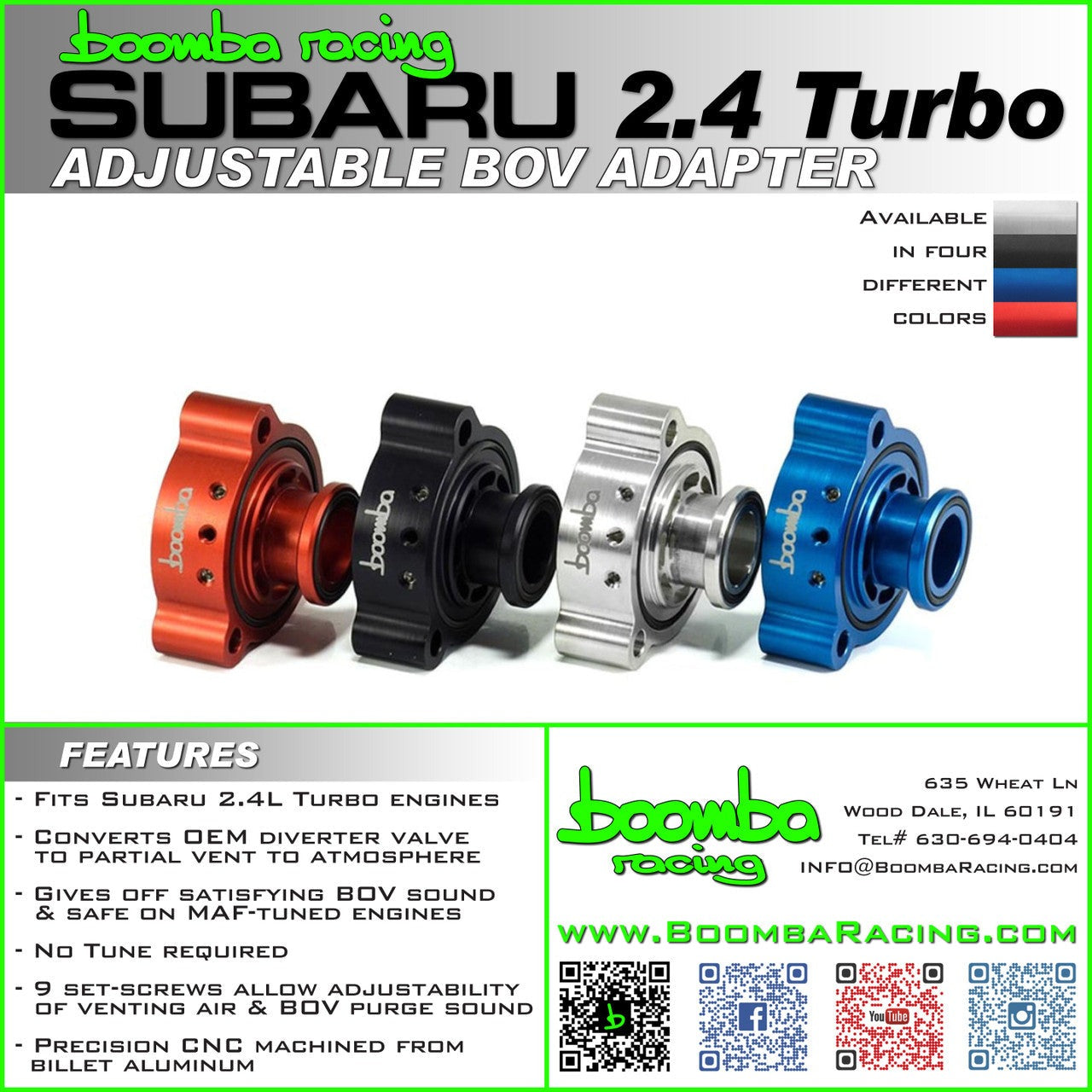 Boomba Racing BOV ADAPTOR - NATURAL - 2022-2024 Subaru WRX