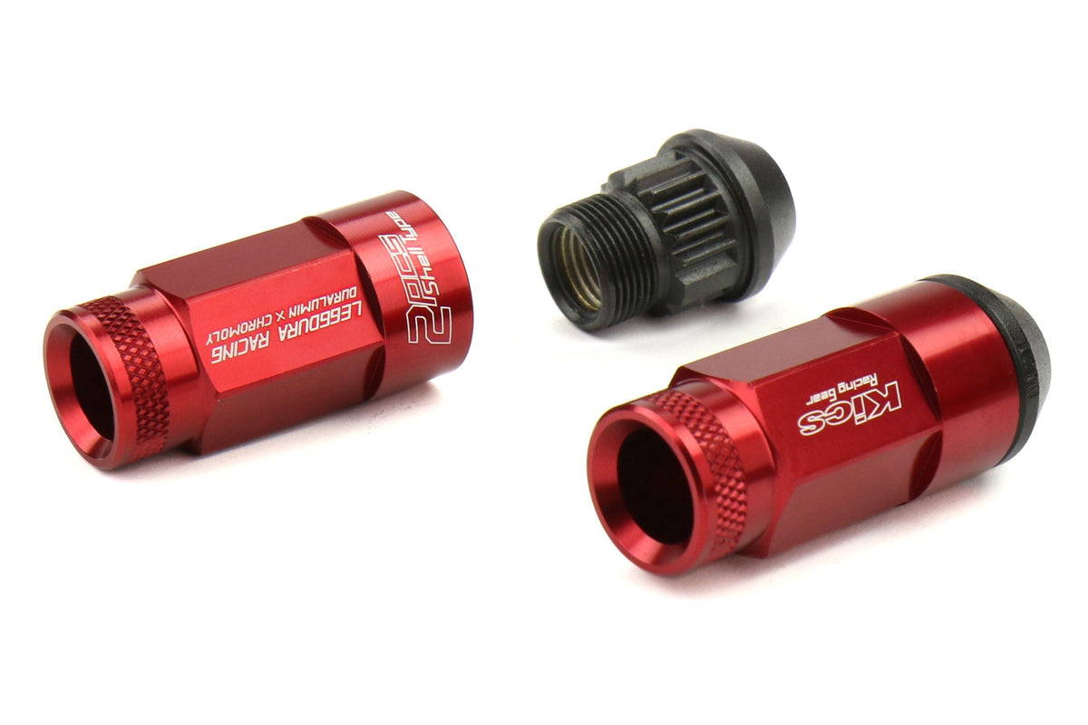 Project Kics Leggdura Racing Shell Type Lug Nut Set 53mm Open-End Look 12X1.25 Red - Universal