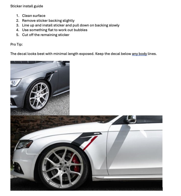 APR Sideburn Stickers - Black APR/Silver Stripe (Pair)