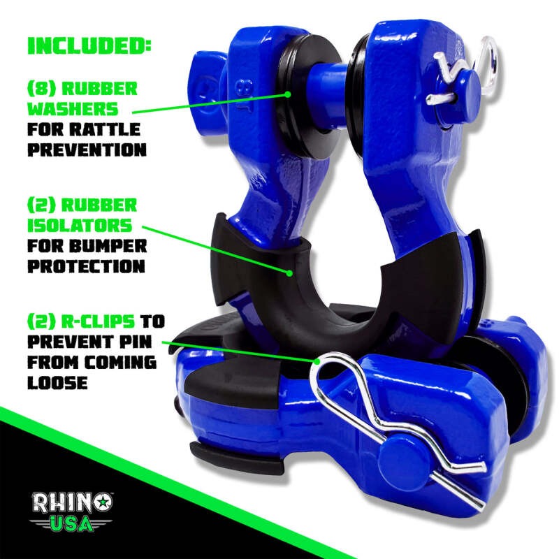Rhino USA 8T Super Shackle 2-Pack (Blue)
