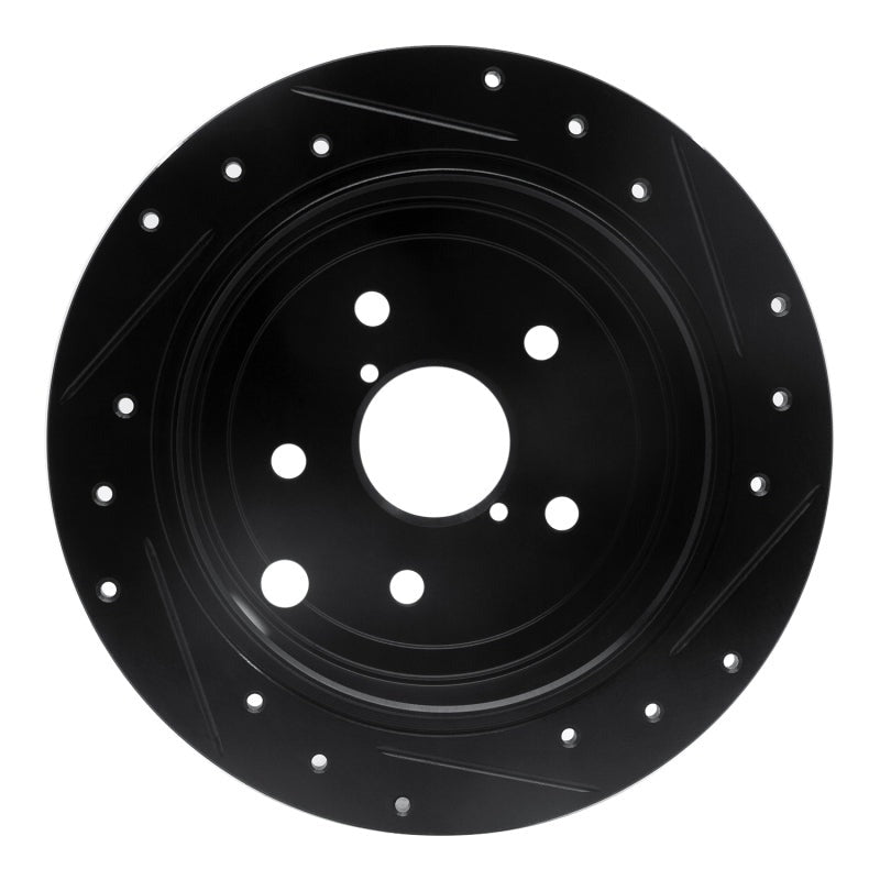 R1 Rear Left Drilled & Slotted Black Brake Rotor - 2015-2021 Subaru WRX