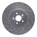 R1 Front Left Drilled & Slotted Silver Brake Rotor - 2004 Subaru STI / 2017-2020 & 2022-2026 Subaru BRZ w/ Brembo