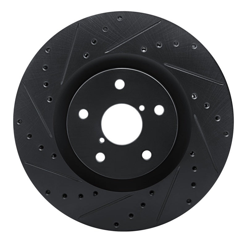 R1 Concepts Drilled & Slotted Black Front Left Brake Rotor - 2019-2025 Subaru Ascent