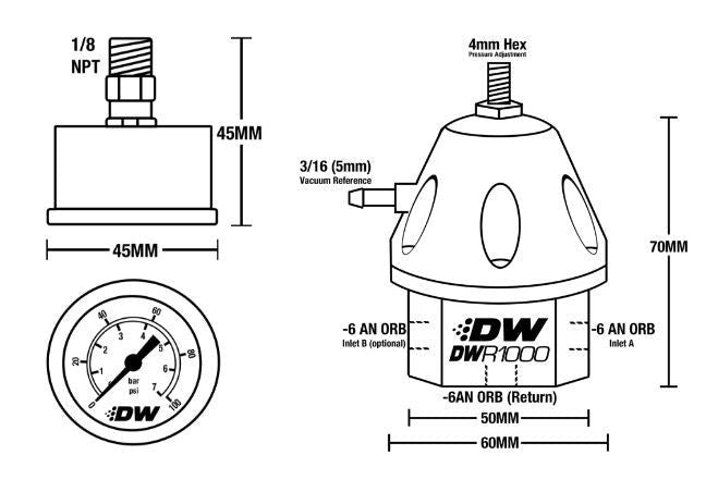 DeatschWerks DWR1000 Adjustable Fuel Pressure Regulator - Universal
