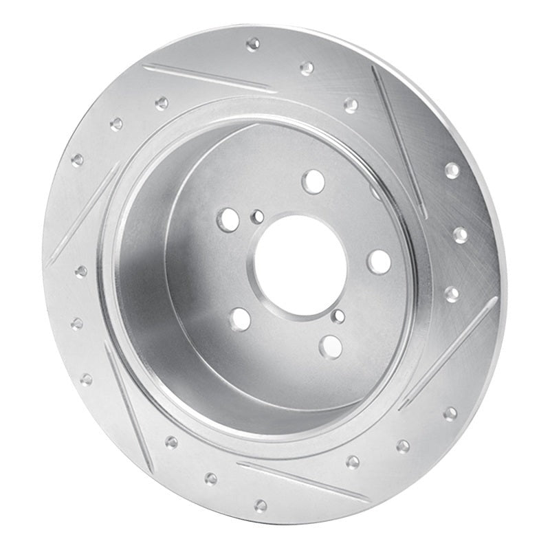 R1 Concepts Rear Left Drilled & Slotted Silver Brake Rotor - 2012-2023 Subaru Crosstrek