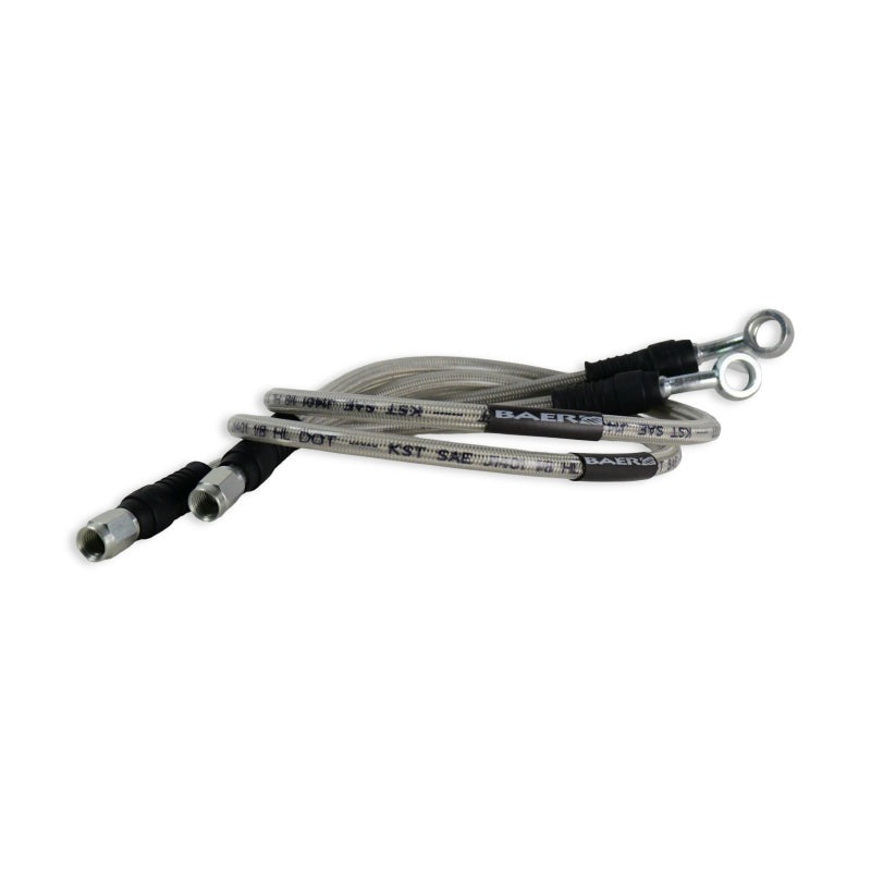 Baer Brakes 25.25in Long Braided Hose Set w/ 3AN Female Straight x 10mm 20 Degree Banjo Ends