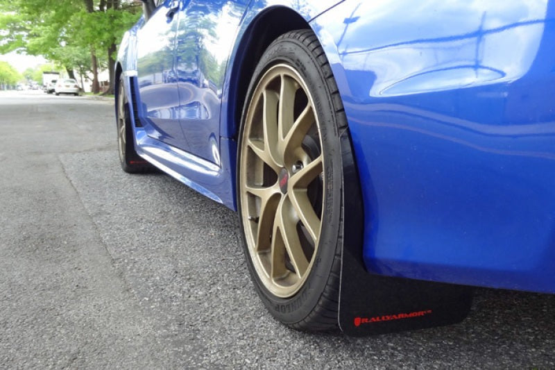 Rally Armor Black UR Mud Flap w/Light Blue Logo - 2015-2021 Subaru WRX / 2015-2021 STI