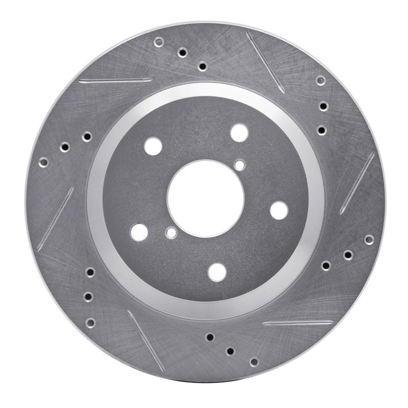 R1 Concepts Rear Right Drilled & Slotted Silver Brake Rotor - 2019-2026 Subaru Crosstrek