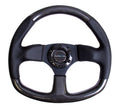 NRG Carbon Fiber Steering Wheel 320mm Flat Bottom Black w/Black Stitching - Universal