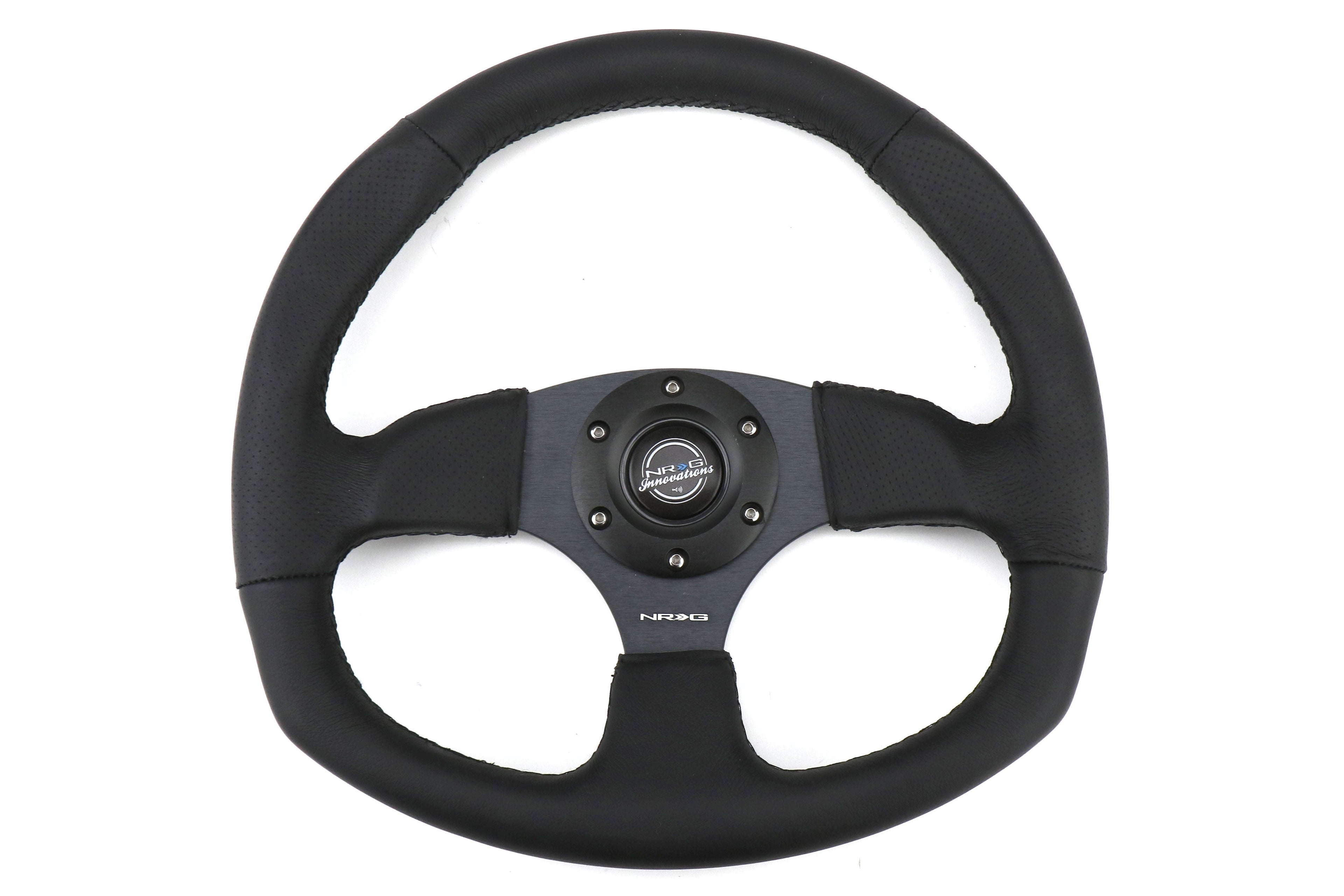 NRG Reinforced Steering Wheel Flat Bottom Black - Universal