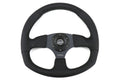 NRG Reinforced Steering Wheel Flat Bottom Black - Universal