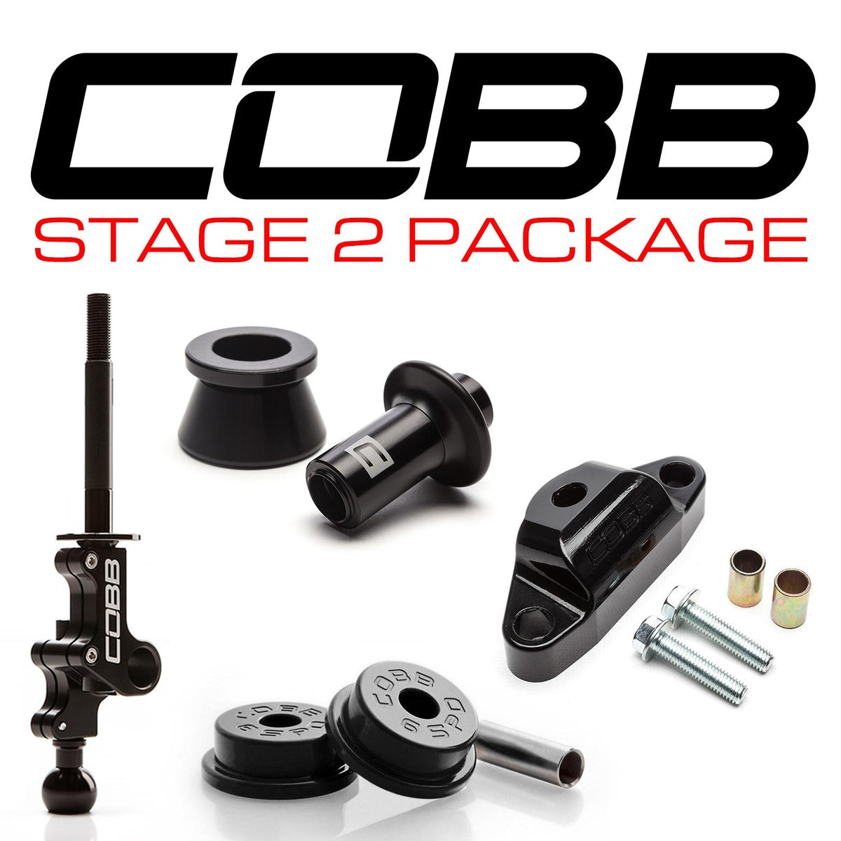 Cobb Stg 2+ Drivetrain Pkg w/ Tall Weighted Shift Knob - Black Knob / Black Lockout - 2004-2021 Subaru STI 6MT
