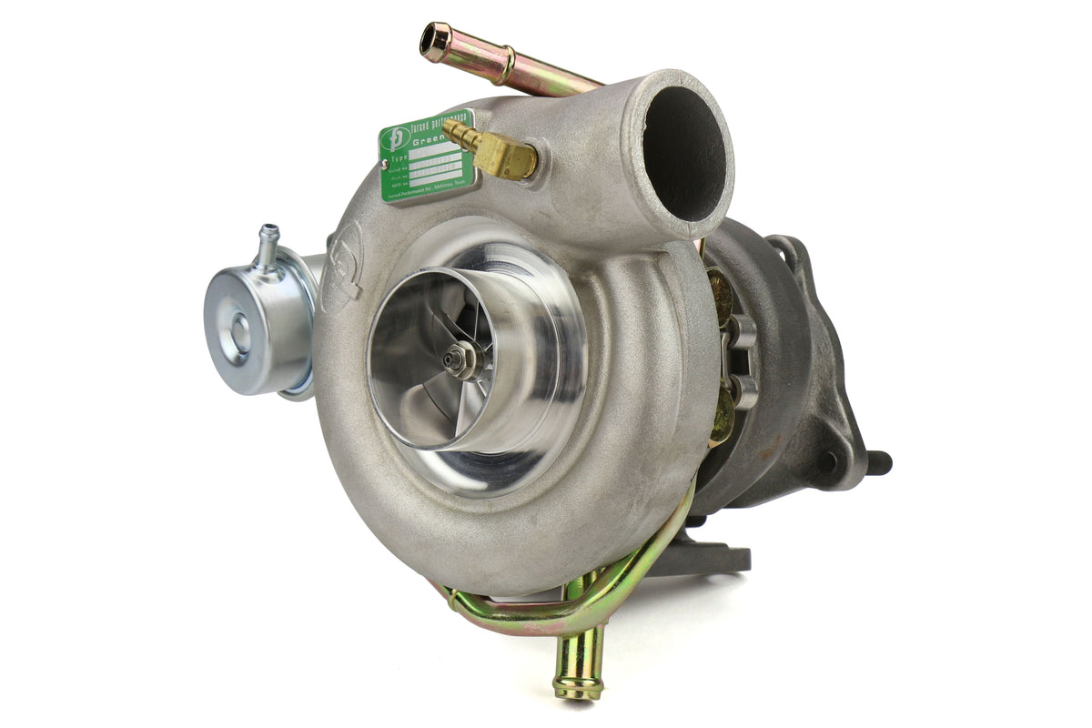 Forced Performance FP GREEN Turbocharger Subaru STI 60mm 8cm IWG w/ Oil Feed Line - 2002-2007 Subaru WRX / 2004-2021 Subaru STI