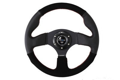 NRG Reinforced Steering Wheel 320mm Black w/ Red Stitch - Universal