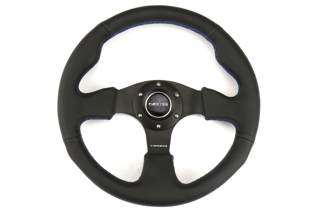NRG Reinforced Steering Wheel 320mm Black w/ Blue Stitch - Universal