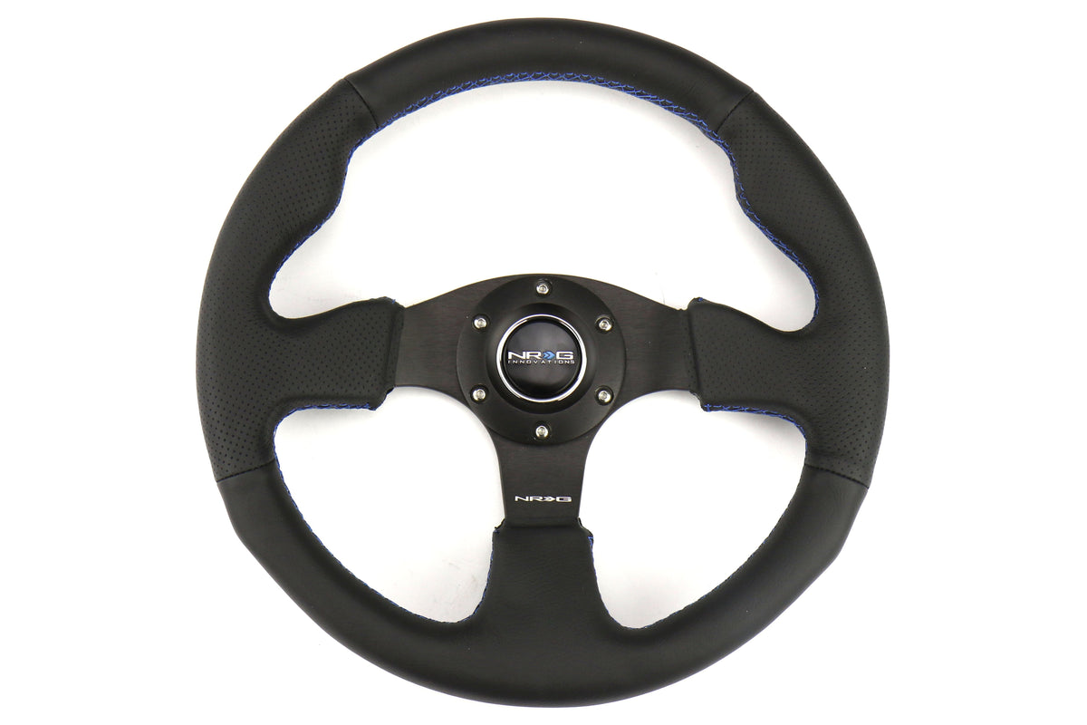 NRG Reinforced Steering Wheel 320mm Black w/ Blue Stitch - Universal