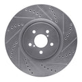 R1 Front Right Drilled & Slotted Silver Brake Rotor - 2004 Subaru STI / 2017-2020 & 2022-2026 Subaru BRZ w/ Brembo