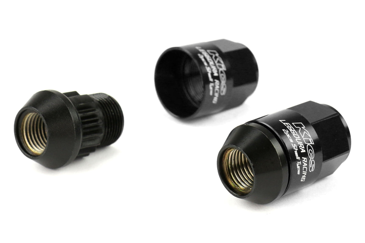 Project Kics Leggdura Racing Shell Type Lug Nut Set 35mm Closed-End Look 12X1.25 Black