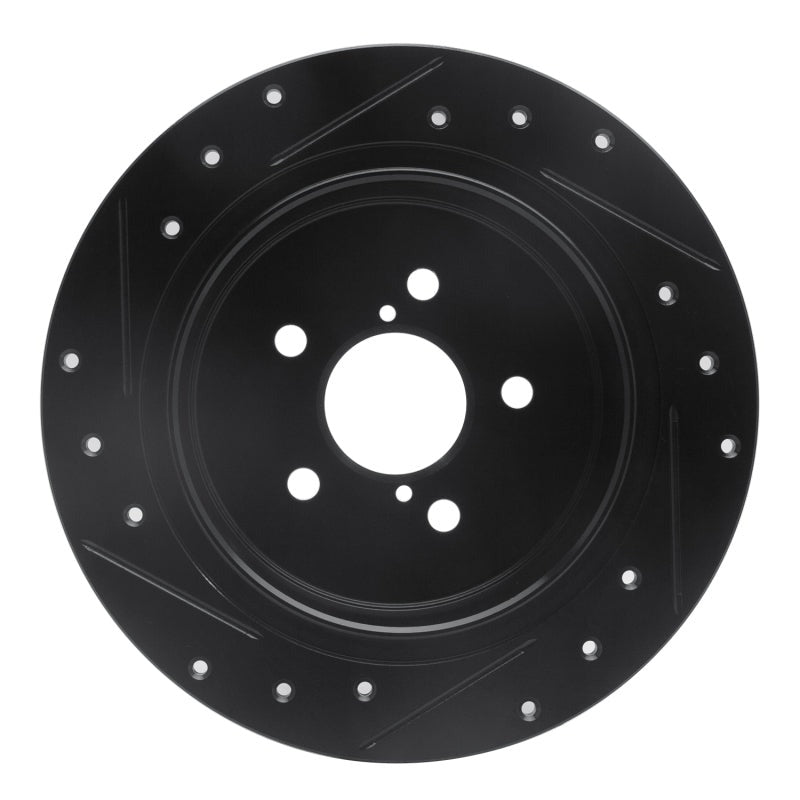 R1 Concepts Drilled & Slotted Black Rear Right Brake Rotor - 2005-2009 Subaru Legacy