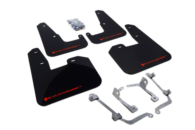 Rally Armor Black UR Mud Flap w/Red Logo - 2008-2014 Subaru STI (Hatch Only) / 2011-2014 WRX (Hatch Only)
