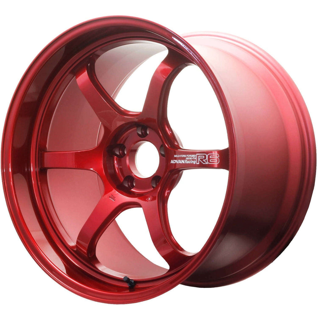 Advan Racing R6 Racing Candy Red 18x9.5 +45 5x114.3 (Single Wheel) - 2015-2024 Subaru WRX / 2015-2021 STI / 2019-2024 Forester