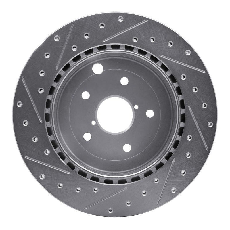R1 Rear Right Drilled & Slotted Silver Brake Rotor - 2008-2017 Subaru STI