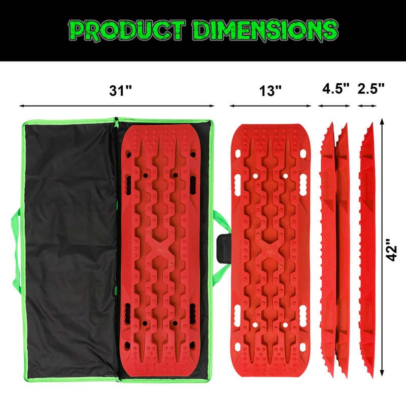 Rhino USA Recovery Traction Boards - Red (Pair)
