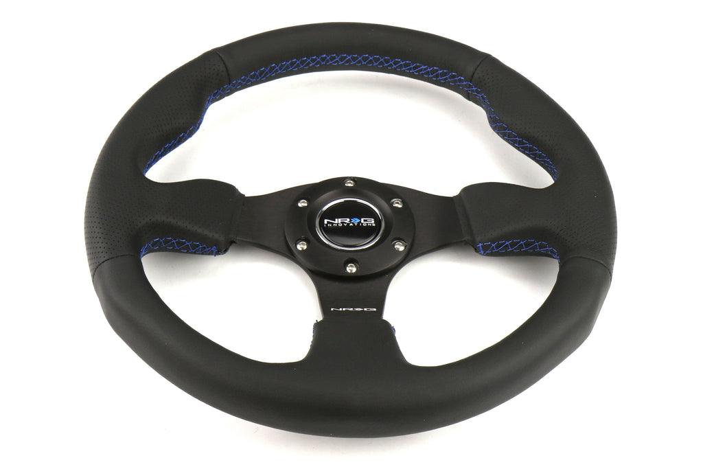 NRG Reinforced Steering Wheel 320mm Black w/ Blue Stitch - Universal