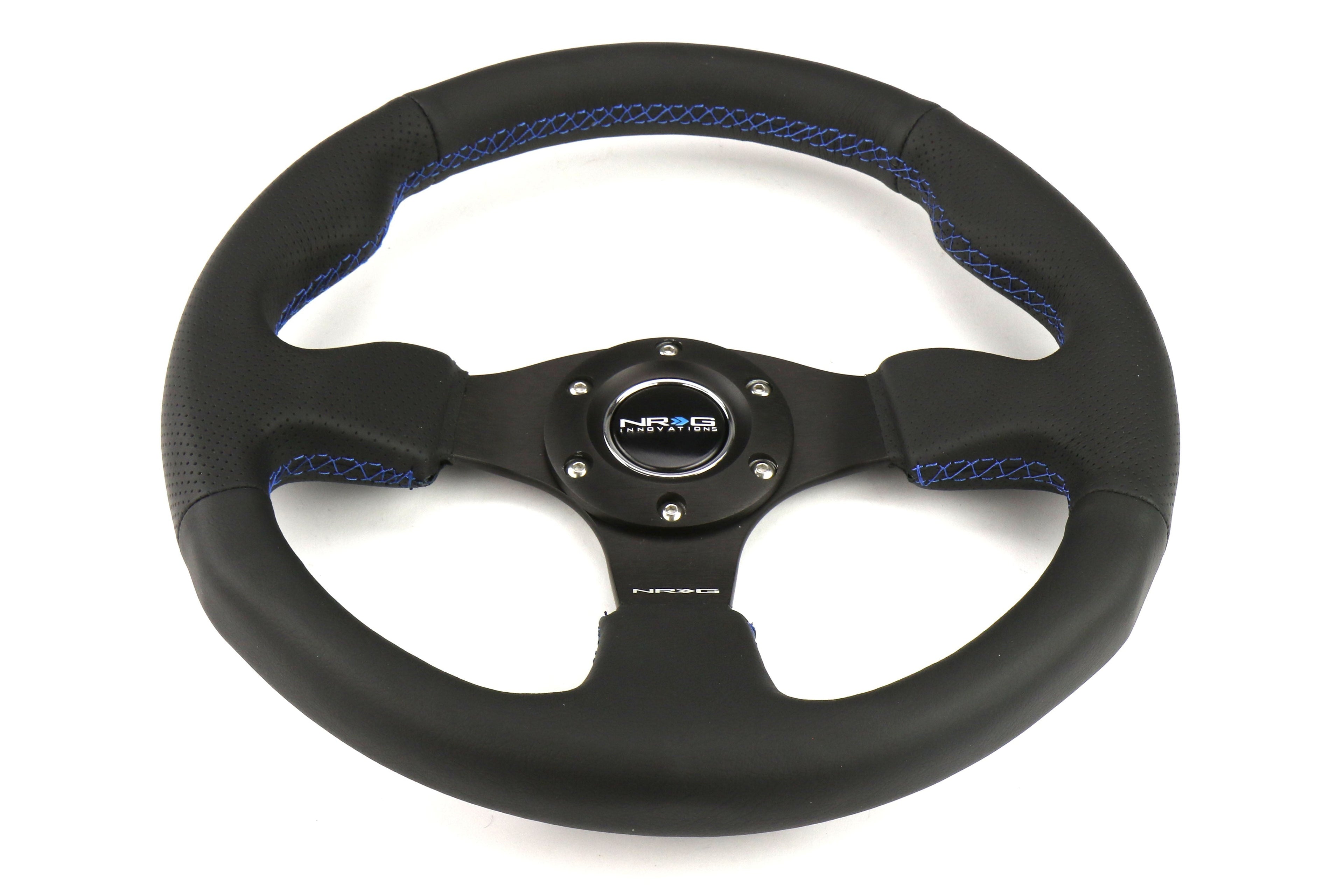 NRG Reinforced Steering Wheel 320mm Black w/ Blue Stitch - Universal