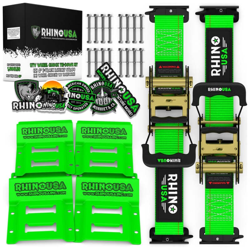 Rhino USA UTV Wheel Chock Tie-Down Kit (2-Wheel Kit) (Green)