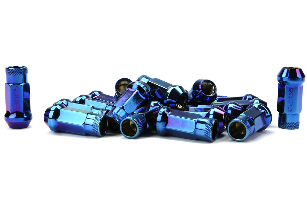Wheel Mate Muteki SR48 Open End Lug Nuts - Burning Blue Neon 12x1.25 48mm