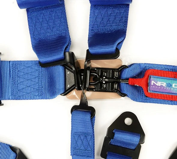 NRG Innovations SFI 16.1 5pt 3 inch Seat Belt Harness with pads / Latch Link - Blue 12/22 - Universal