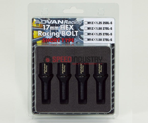 Advan Racing Lug Bolt 17mm Hex Head 14x1.25mm 27mm Short Black - Universal