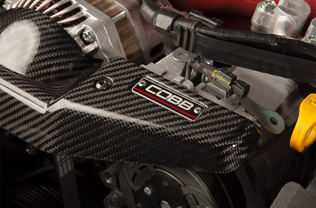 Cobb Redline Carbon Fiber Alternator Cover - Gloss Finish - 2008-2021 Subaru STI / 2008-2014 Subaru WRX