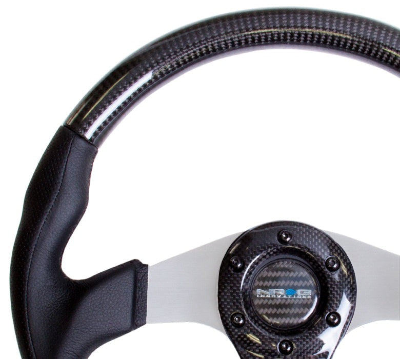 NRG Carbon Fiber Steering Wheel 350mm Oval Silver - Universal