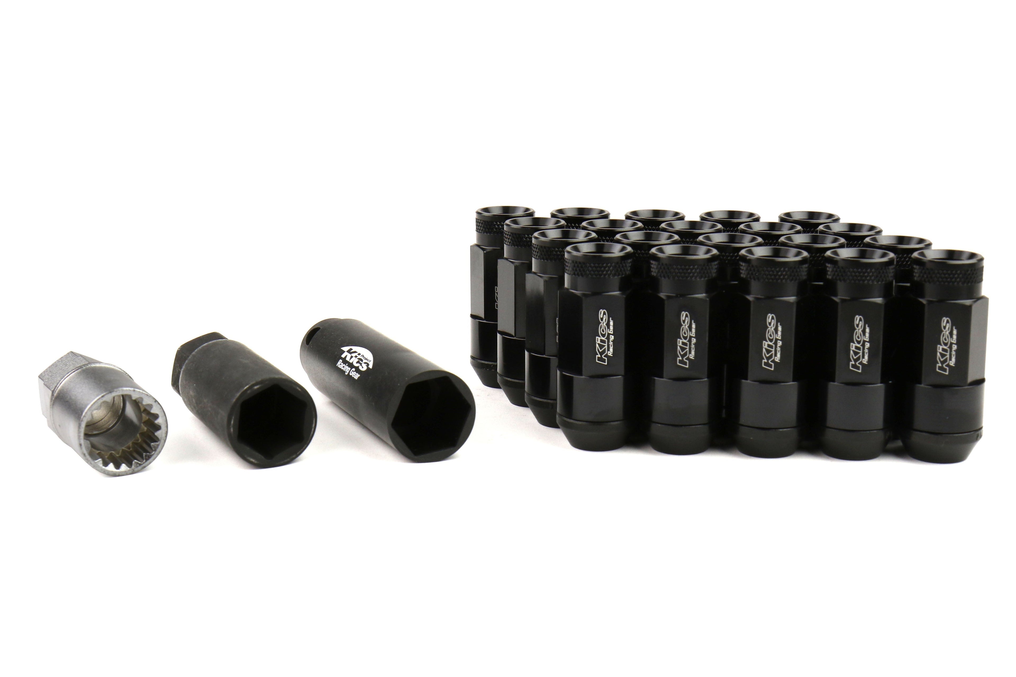 Project Kics Leggdura Racing Shell Type Lug Nut Set 53mm Open-End Look 12X1.25 Black