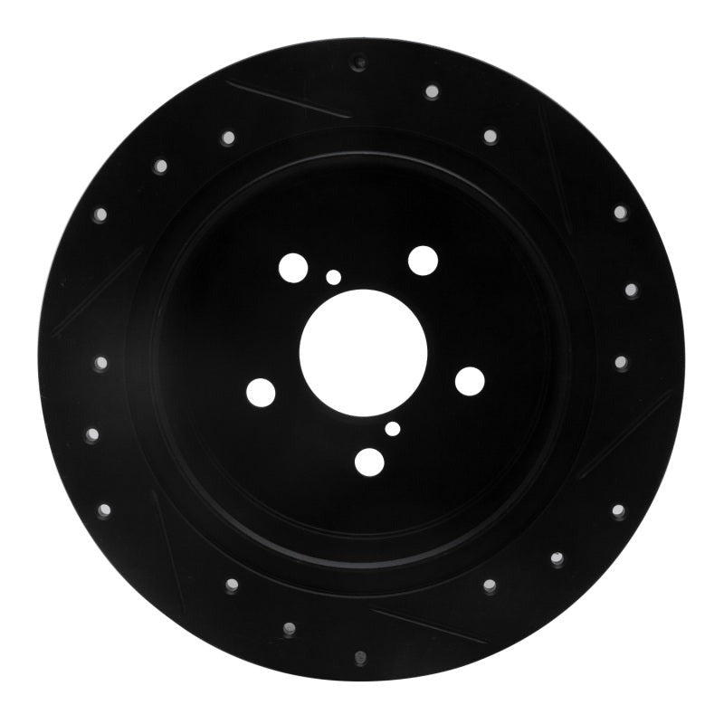 R1 Concepts Drilled & Slotted Black Rear Left Brake Rotor - 2005-2009 Subaru Legacy