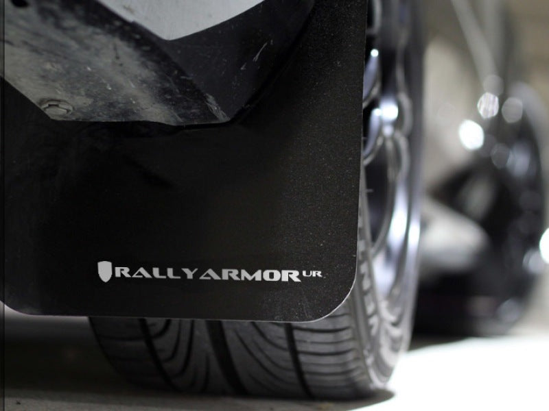 Rally Armor Black UR Mud Flap w/White Logo - 2008-2010 Subaru WRX / 08-11 Impreza 2.5i (Hatch/Sedan)