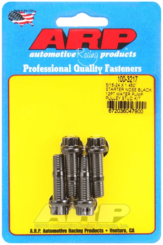 ARP 5/16-24 X 1.450 starter nose black 12pt water pump pulley stud kit