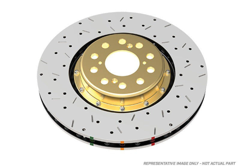 DBA 5000 Series 2-Piece Drilled & Slotted Front Rotor w/Gold Hat - 10-Lug - 2003-2006 Subaru Legacy GT Wagon
