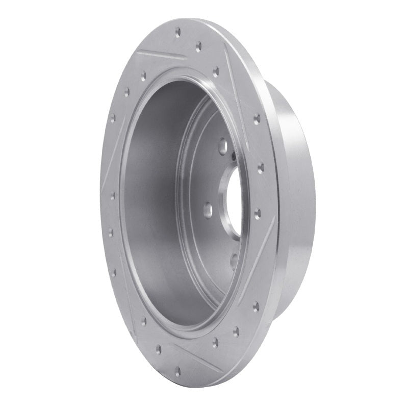R1 Concepts Drilled & Slotted Silver Rear Left Brake Rotor - 2008-2014 Subaru WRX / Subaru Impreza