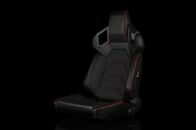 Braum Alpha X Series Sport Seats - Black & Red Stitching - Low Base Version - Universal